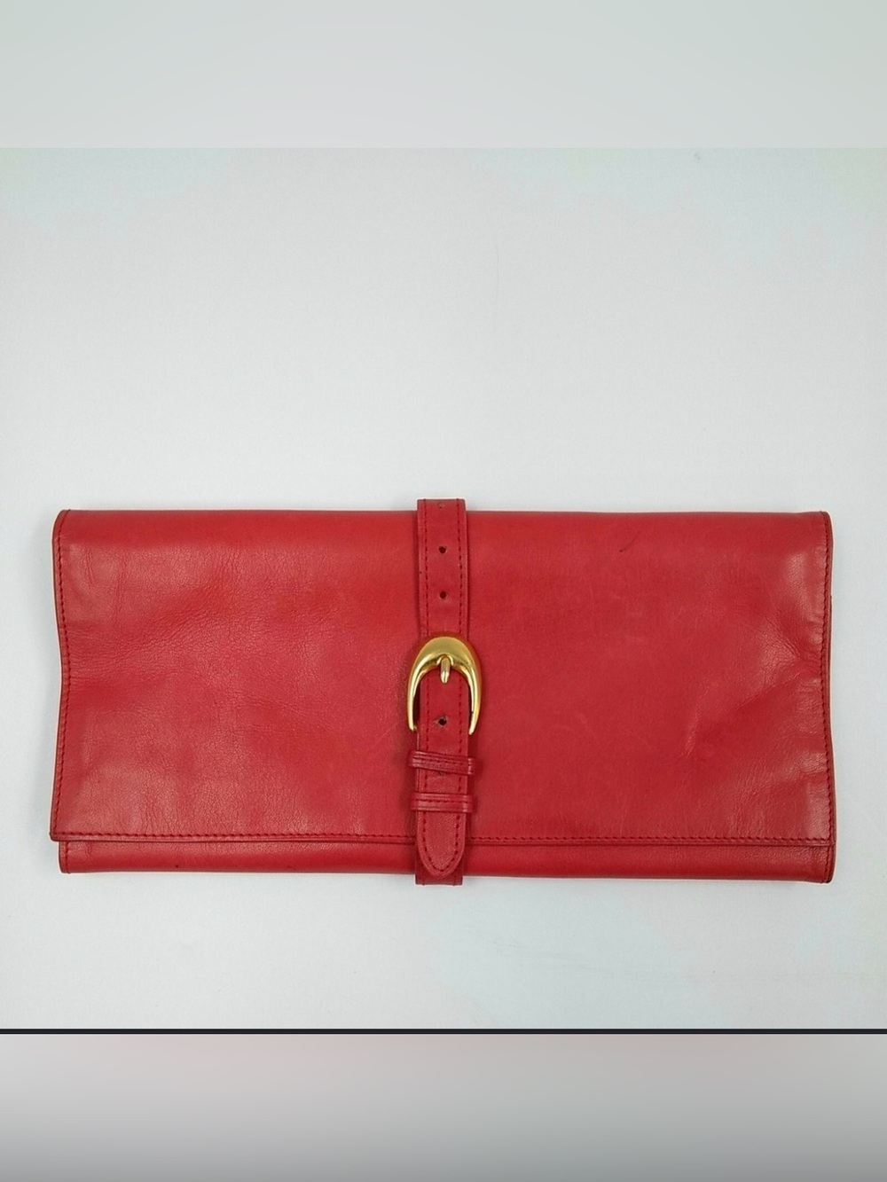 Vintage Red Leather Tri-Fold Jewelry Organizer Pouch